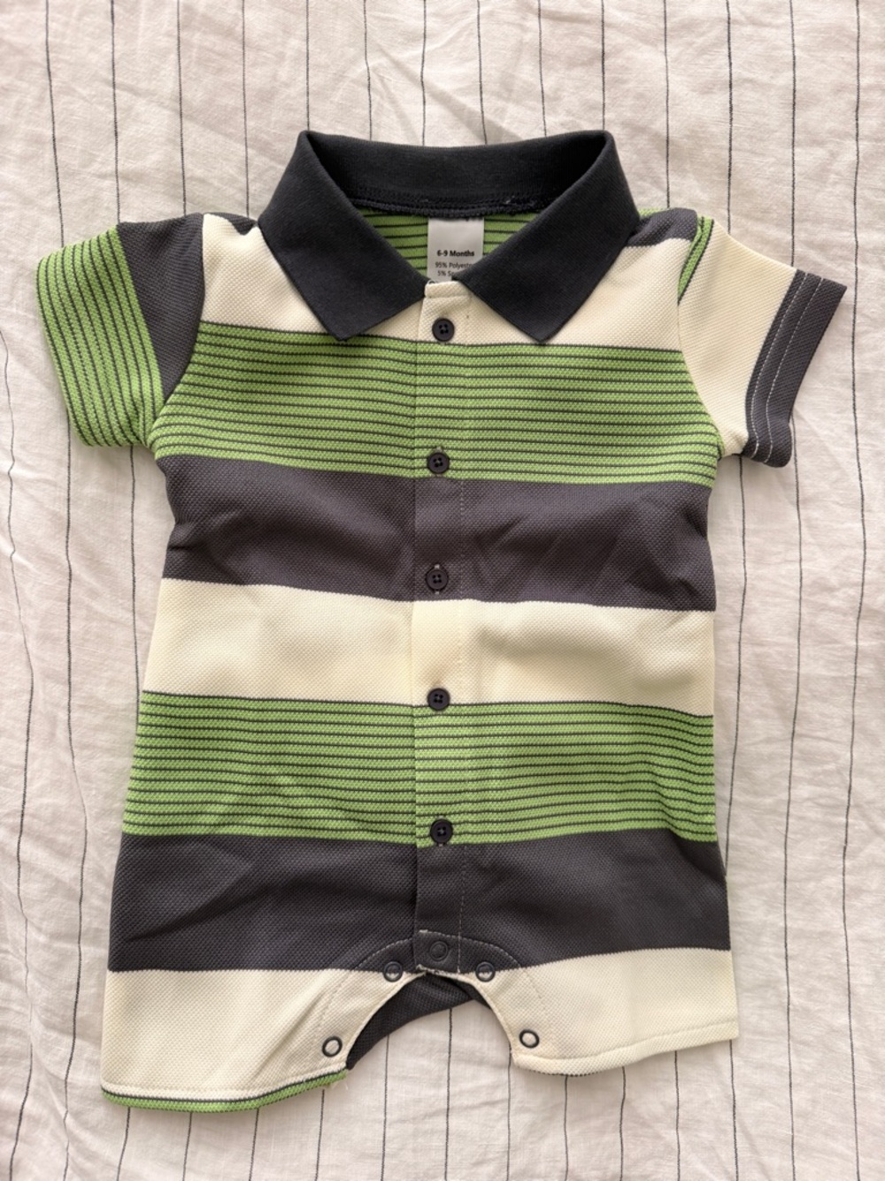 Striped Polo Baby Romper | 6-9 Months
